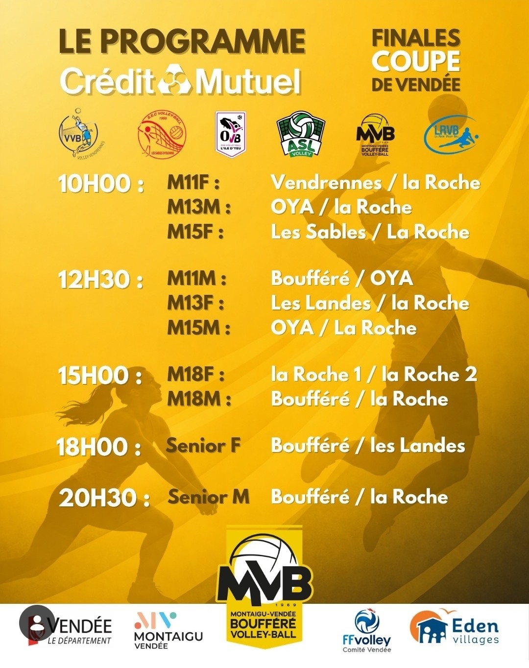 Programme de la Coupe de Vendée 2026